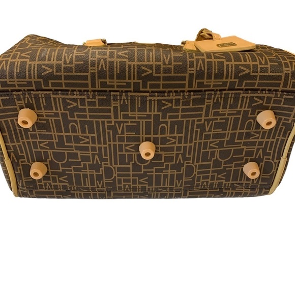 Diane Von Furstenberg DVF Brown Tan Leather Monogram Travel  Duffel Bag Tote - Picture 3 of 13